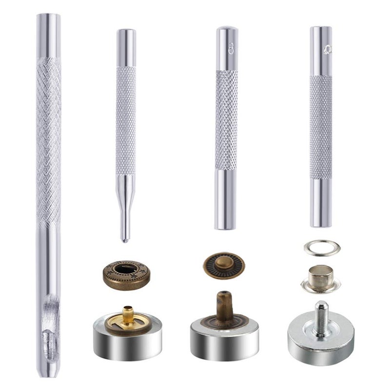 Caydo 400 Set 4 Style Snap Fasteners Kit Including Leather Rivets, Eyelets, Grommets, Binding Screws, Snap Buttons Press Studs kit with Fixing Tools for Thin Leather, Jacket, Jeans Wear - Image 4